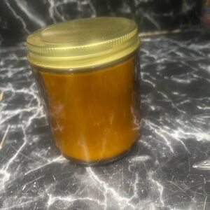 Handcrafted Soy Gardenia/Jasmine Scented in Amber Glass Jar with Gold Lid 8 Oz